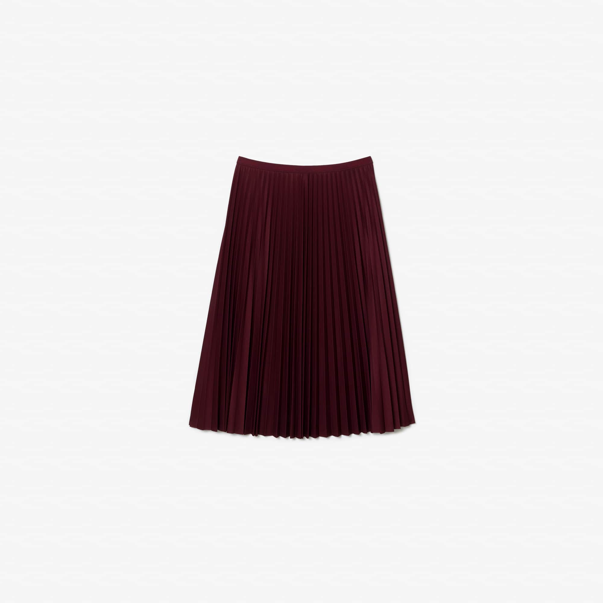 Jupe plissée unie fluide à taille élastiquée Robes & Jupes - Rouge - Lacoste - Femme