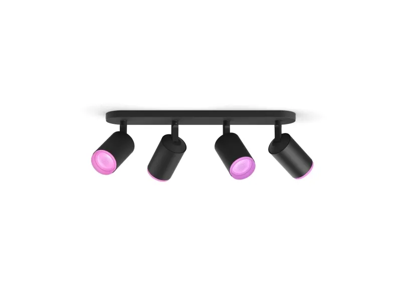 Philips Hue White and Color Ambiance Fugato - Spotlys - LED-lyspære x 4 - GU10 - total: 22.8 W - klasse A  - 16 millioner farver - sort