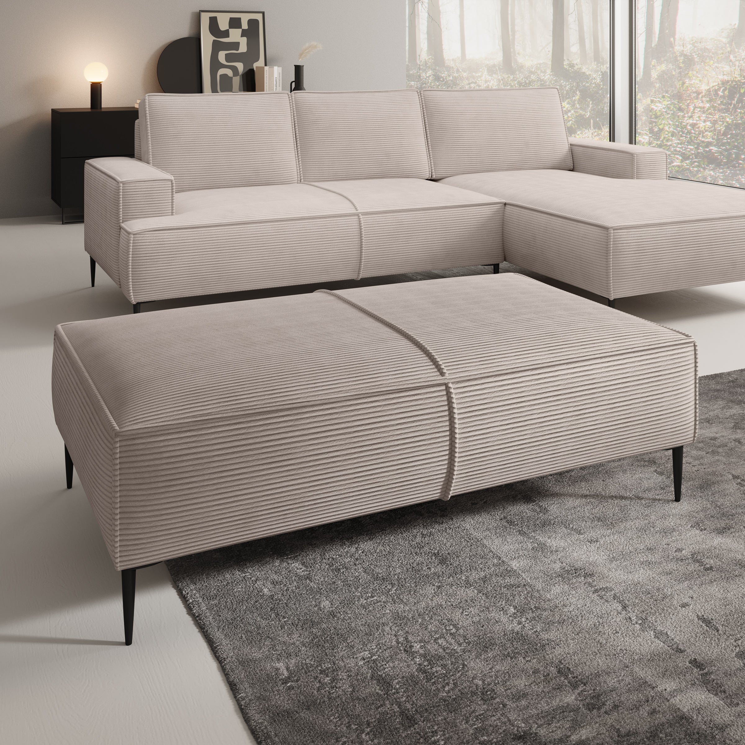 Odin - Poef - Ribstof beige