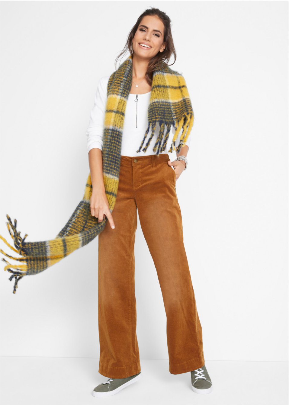 Pantalon en velours côtelé extensible, Wide