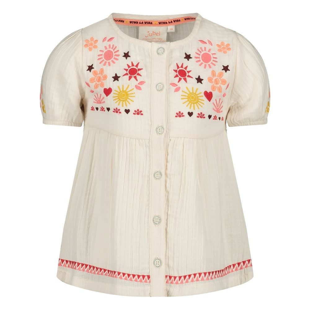 Jubel Jubel blouse mousseline met embroidery  - Salsa Sunset offwhite