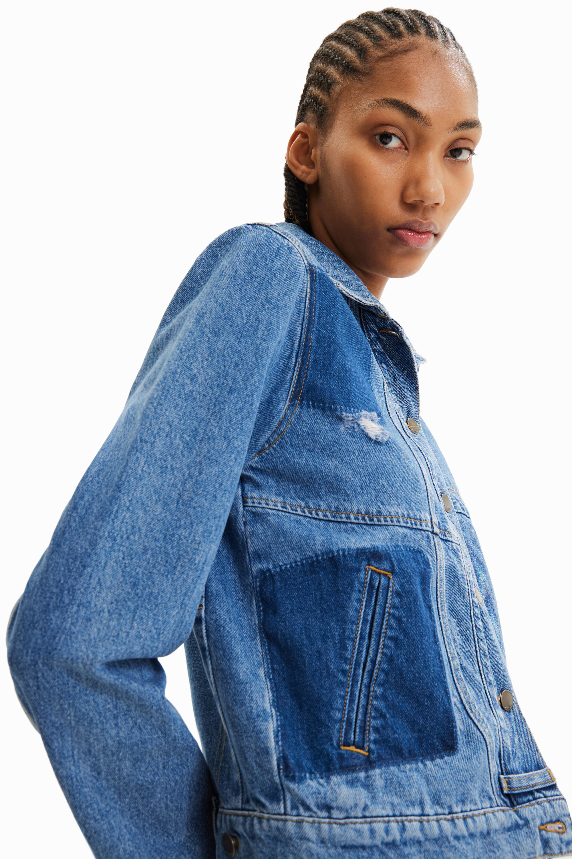 Veste en jean patchwork
