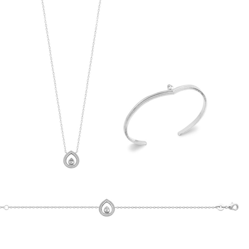 Bracelet Femme - Argent 925 - Oxyde de zirconium - Longueur : 18 cm