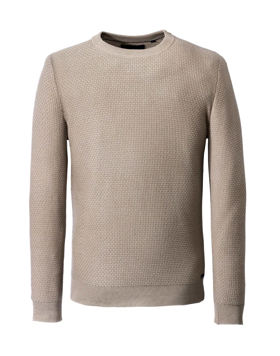 Pull col rond taupe