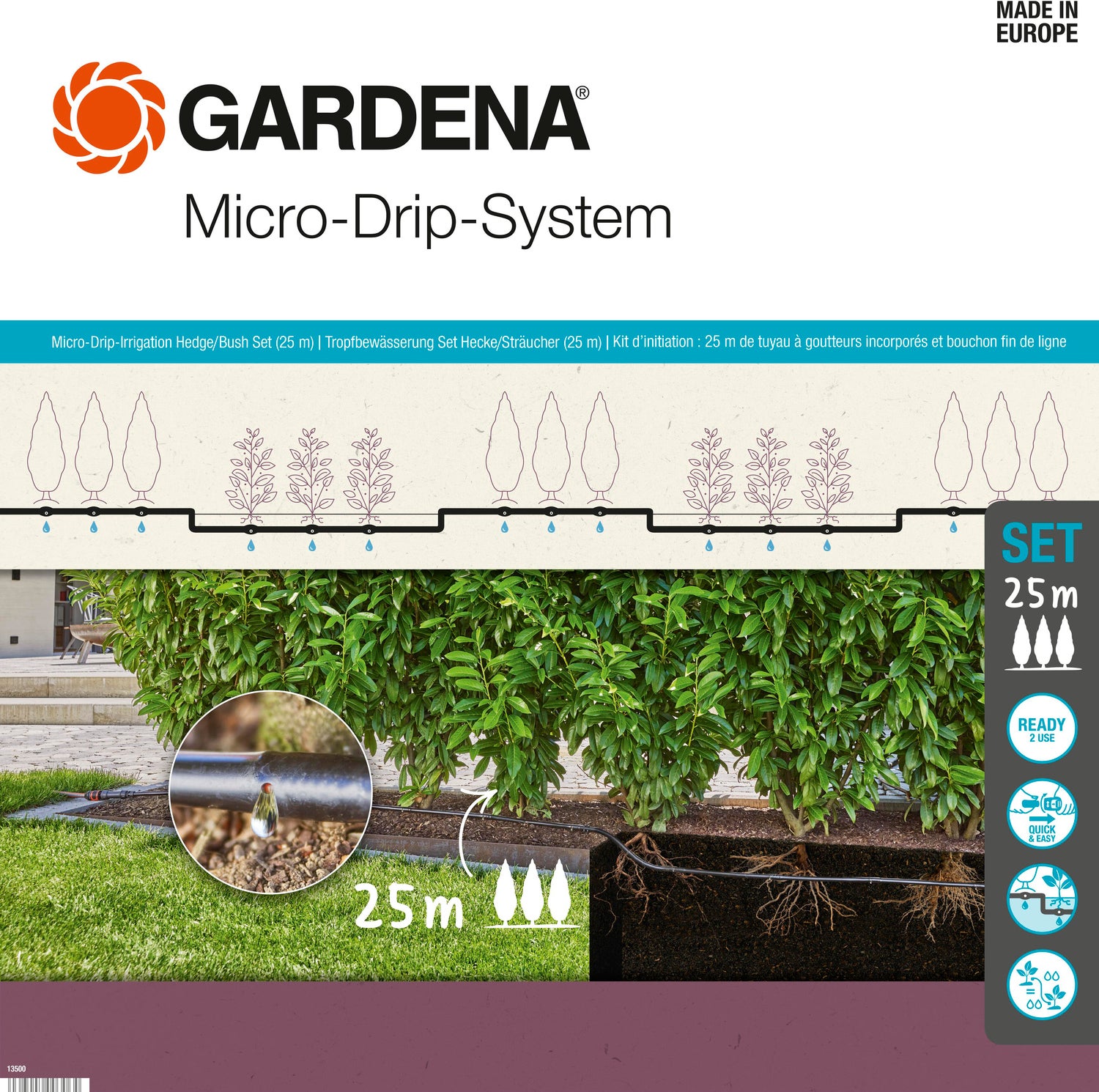 Gardena Micro Drip systeem druppelaar startset heggen en struiken 25 m