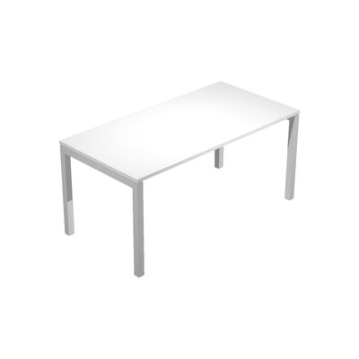 Bureau droit Trend - L140xP80 - 4 pieds métal arche - plateau blanc