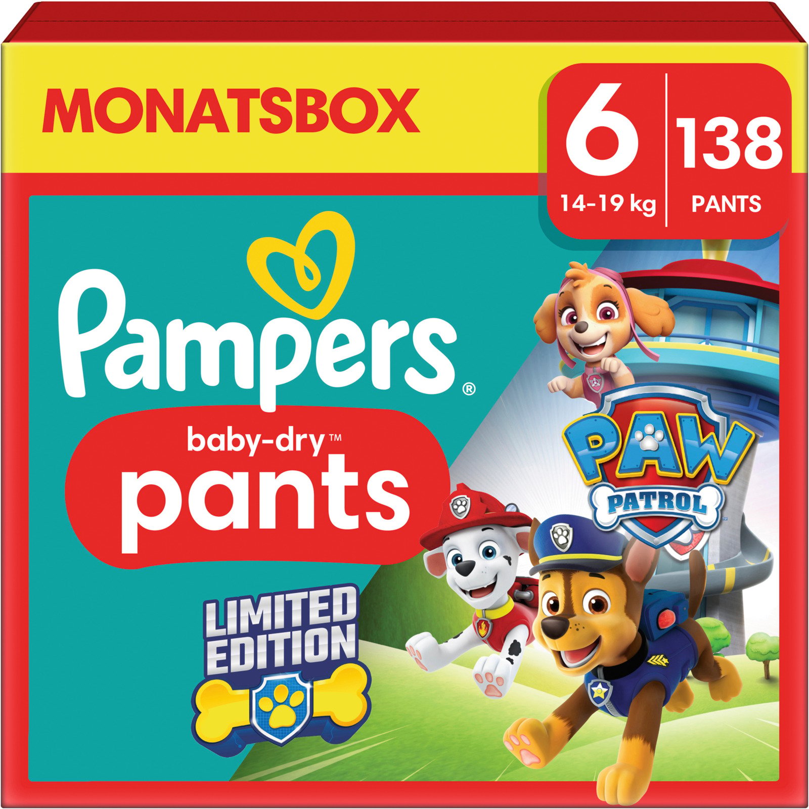 Pampers Baby-Dry Pants Paw Patrol Grösse 6 Monatsbox 138 Windeln