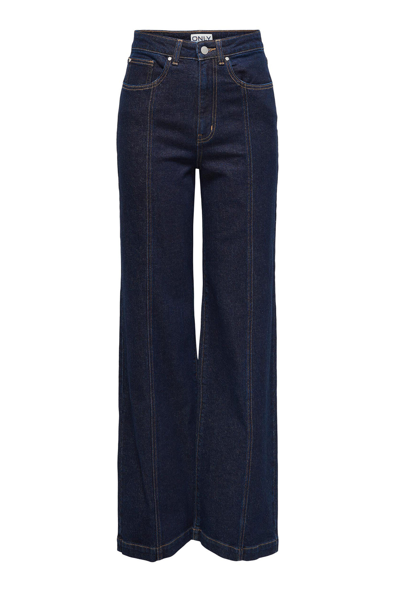 Calça jeans de cintura média e pernas largas
