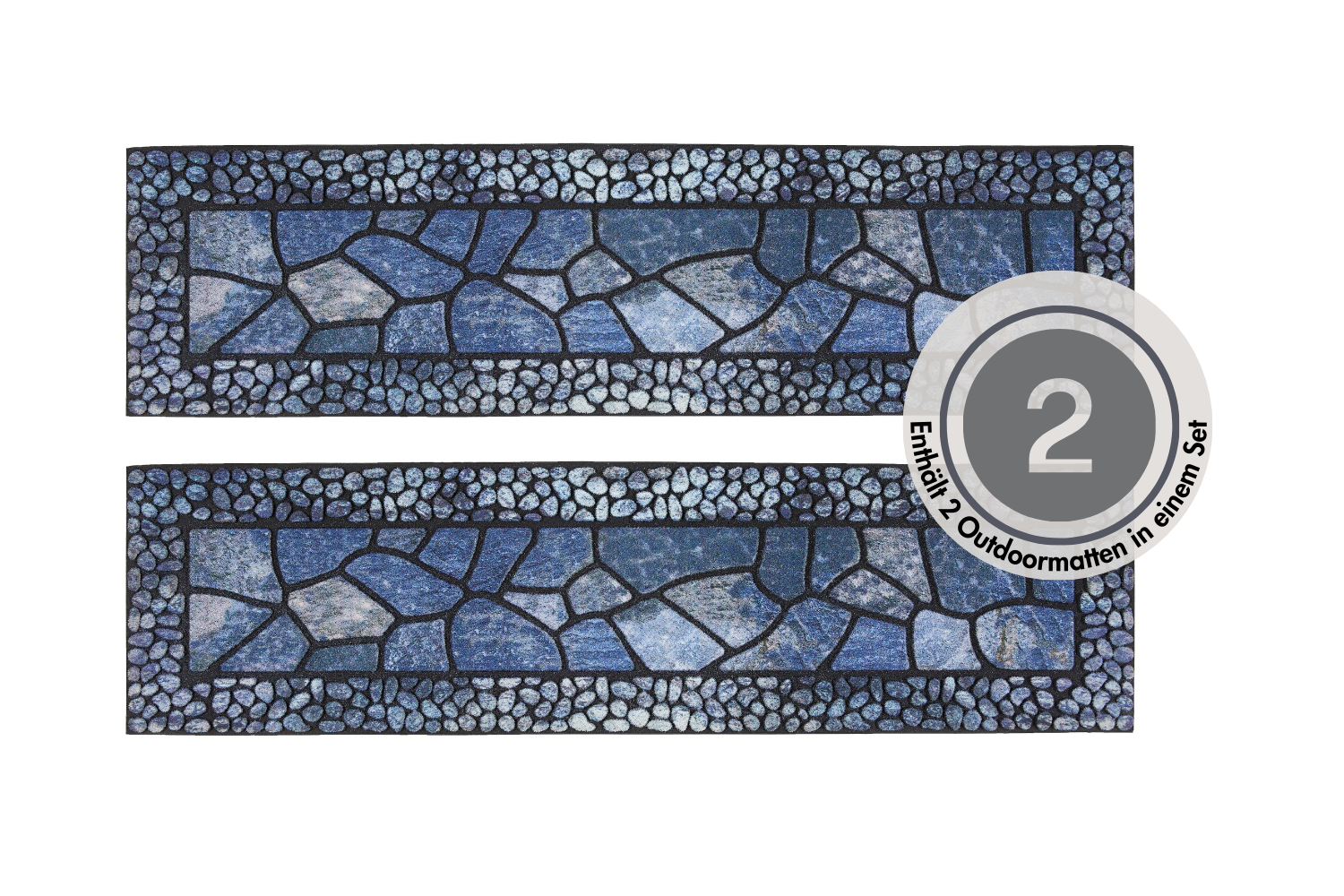 La Traviata buitenmat set van 2 24 x 90 cm in blauw