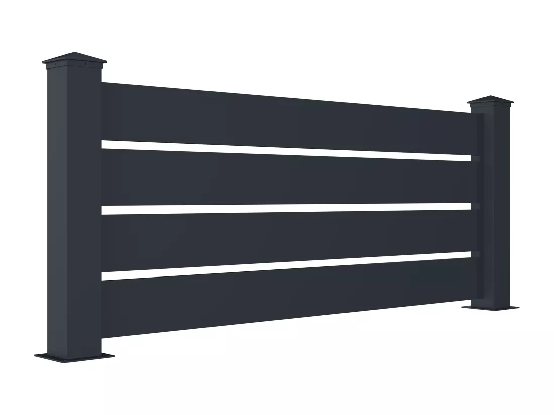 Clôture à poser ajourée H80.3 x L188.6 cm en aluminium anthracite - PRIMO