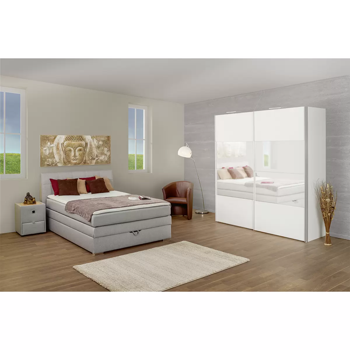 Boxspringbett Amalfi 140 x 200 Hellgrau