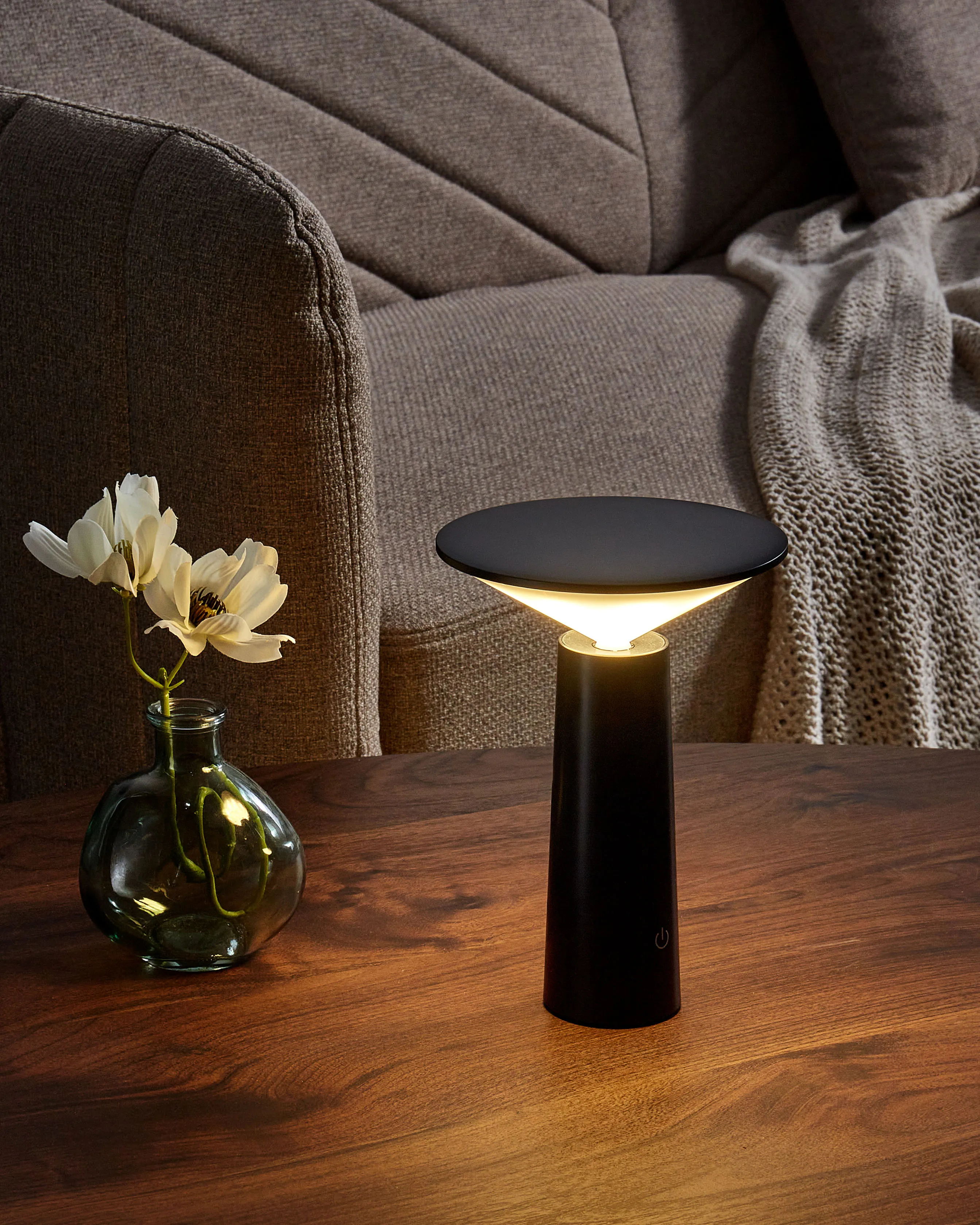 LED draadloze tafellamp LEVIRA met dimmer Metaal Zwart