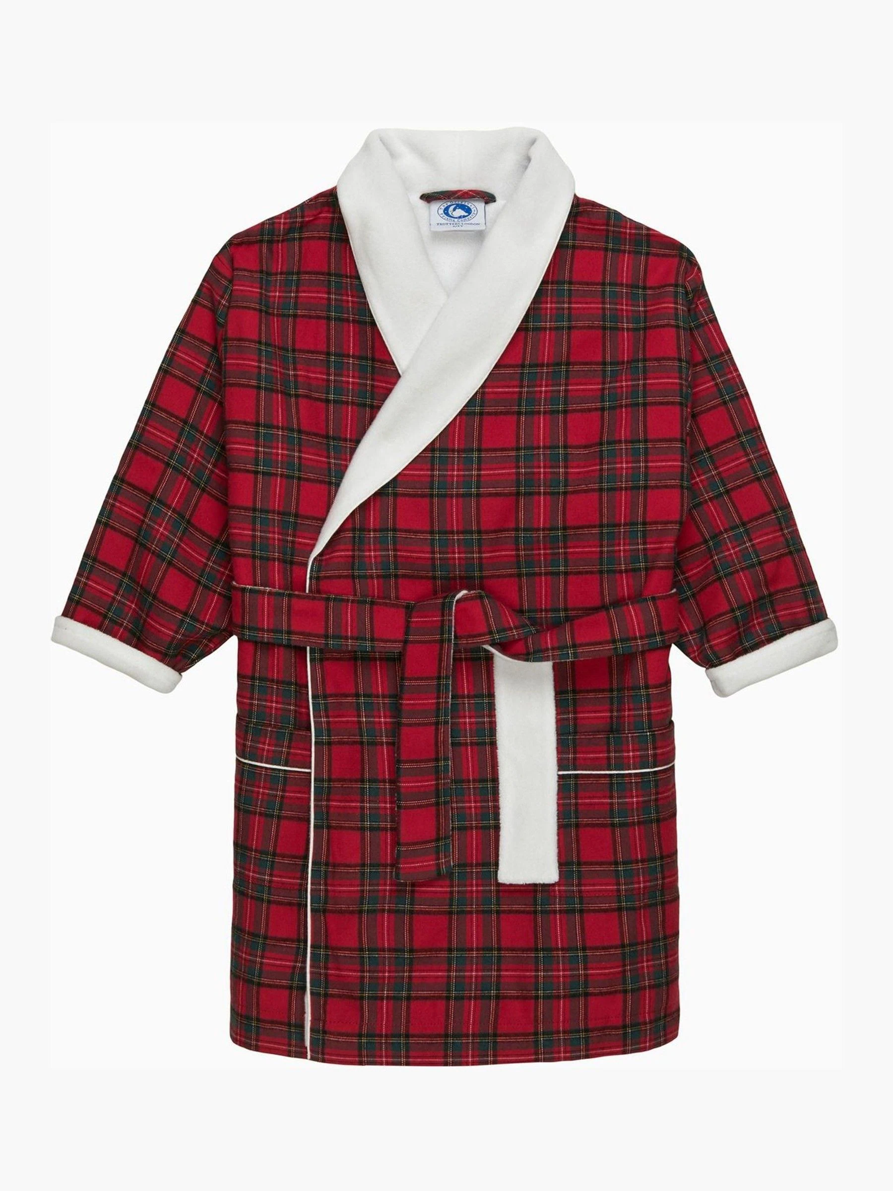 Trotters London Red 100% Cotton Cosy Tartan Robe