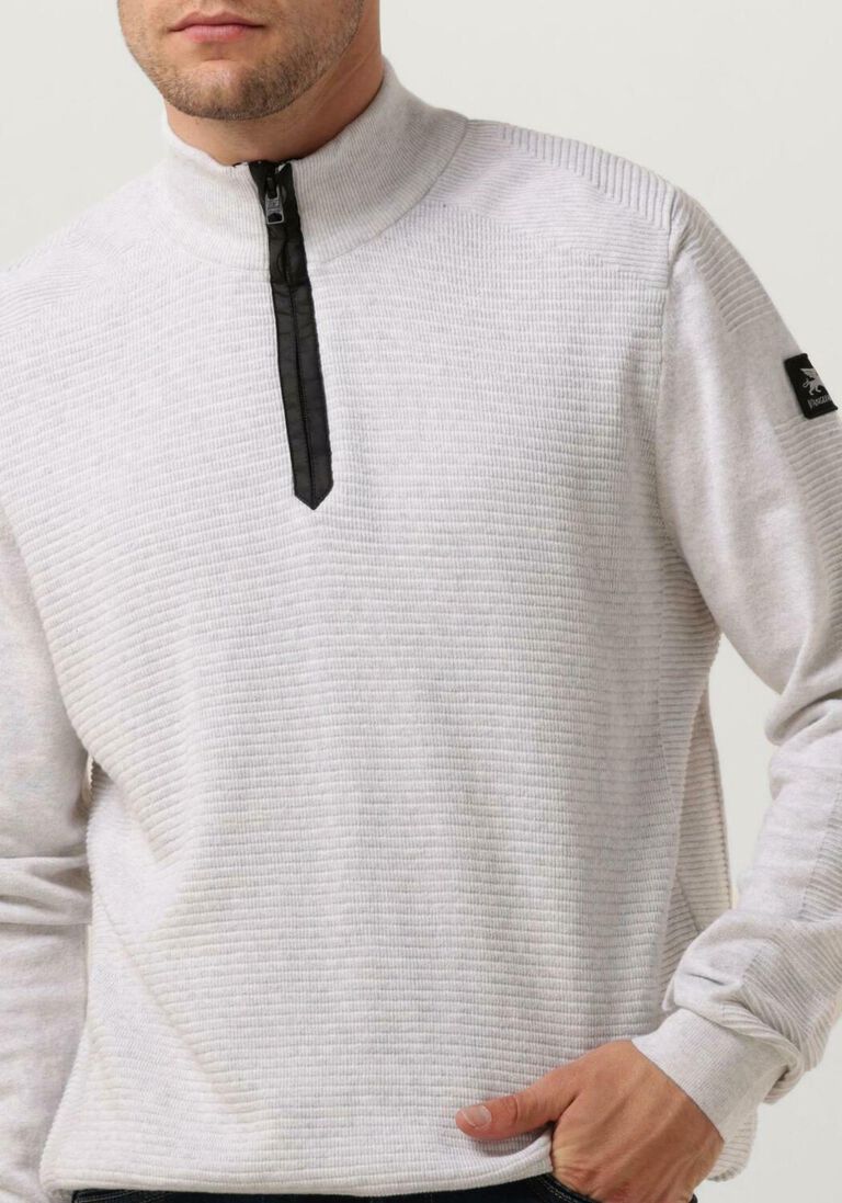 VANGUARD ecru vanguard trui halp zip collar cotton structure