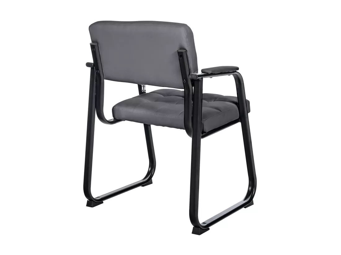 Chaise gondole - Similicuir & Métal noir mat - Gris - Canada B