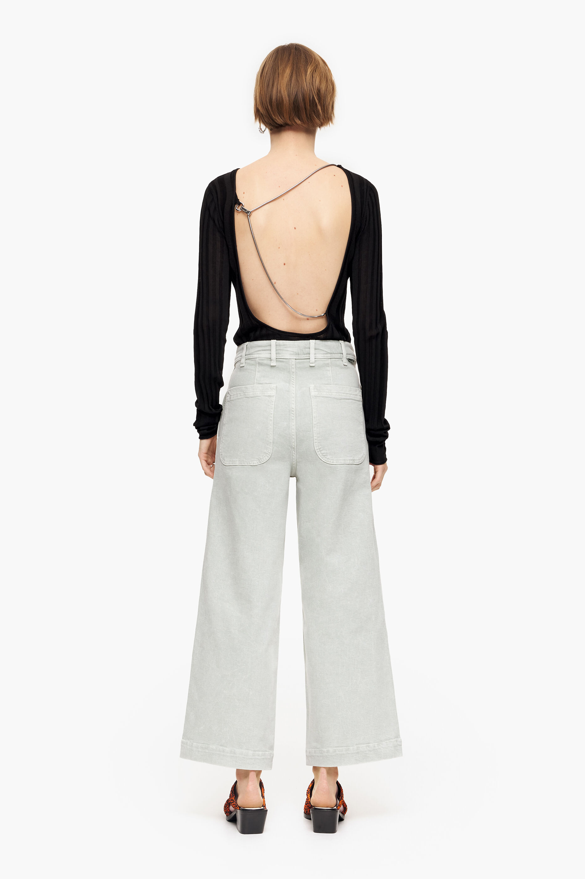 CULOTTE - Calça jeans verde menta de cintura alta