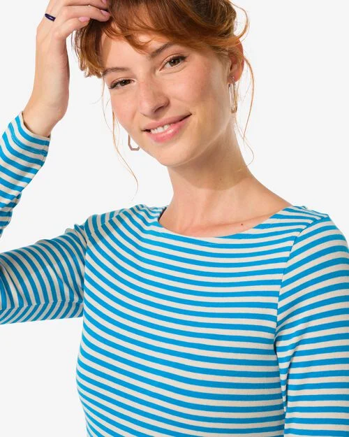 t-shirt femme col bateau à rayures bleu