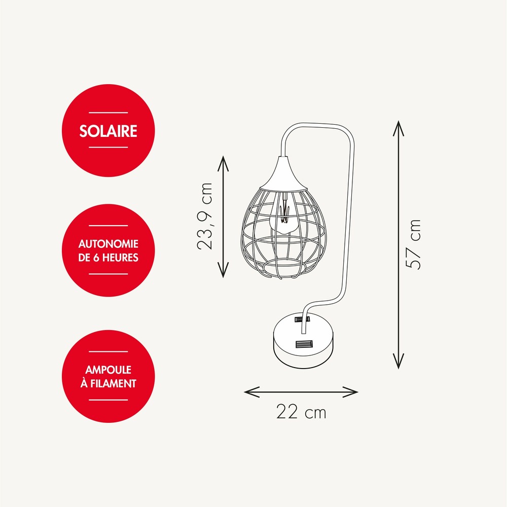 Lanterne solaire mira - blanc chaud - ampoule filament - fixe - extérieur - chromex