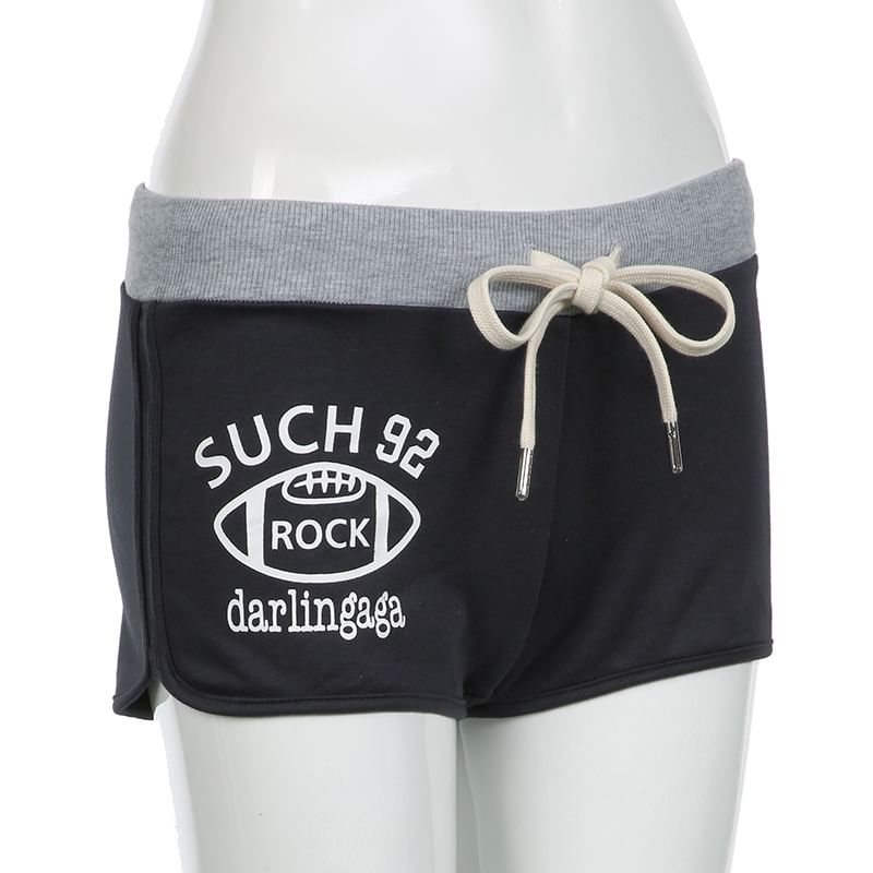 Genrovia - Lage sweatshorts met tekstprint en paneel