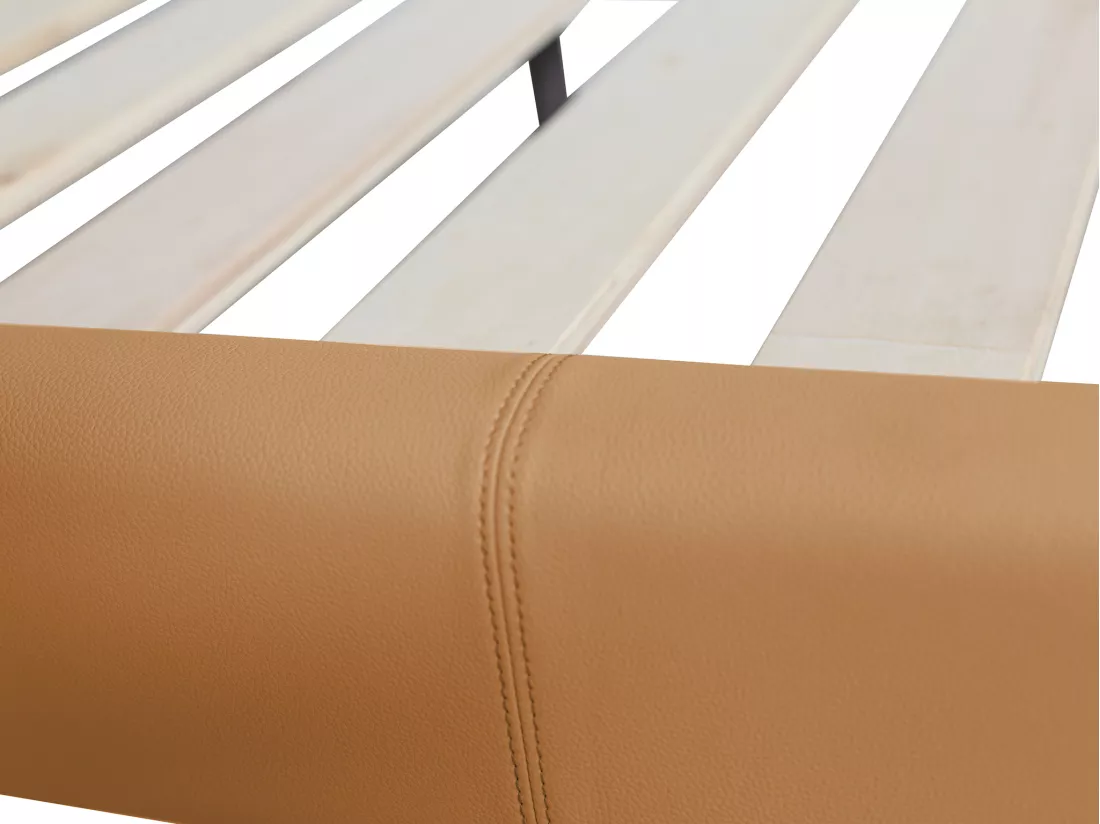 Lit 160 x 200 cm - Cuir - Camel - JODALA