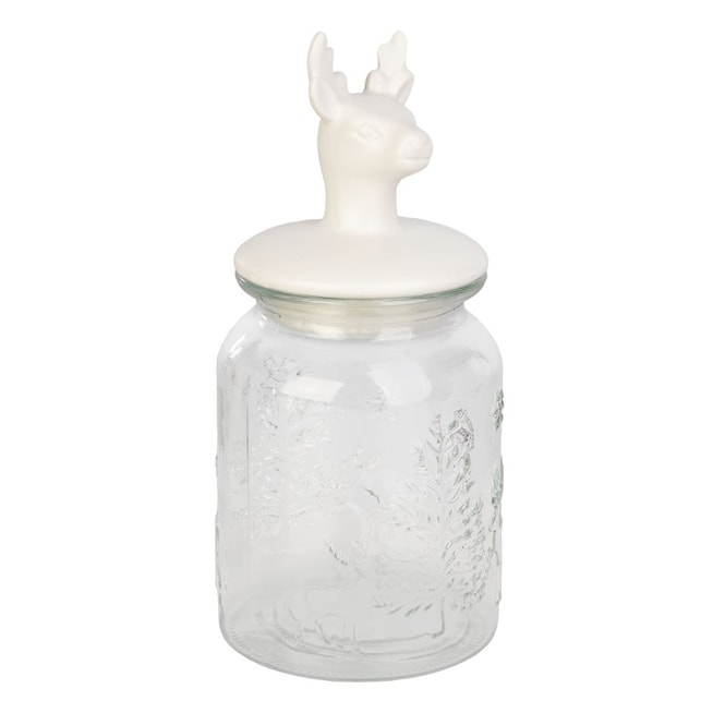 Aufbewahrungsglas - aus Glas - Hirsch - ca. Ø 10,8 x 23,5 cm - 1 Stück