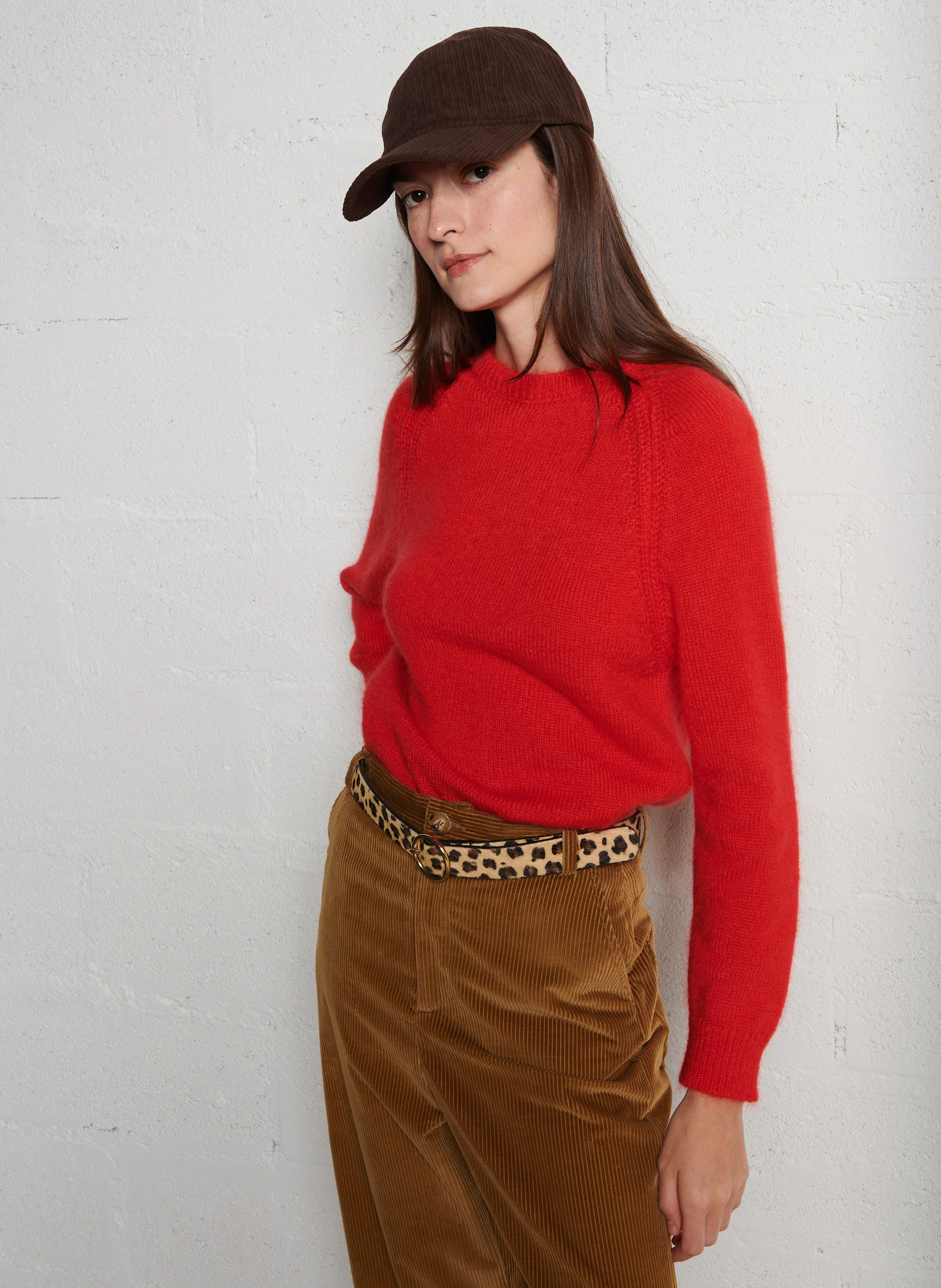 KENAN - Pull col rond droit en mohair mélangé | Rouge