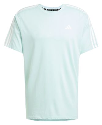 Maillot manches courtes adidas Own the Run 3 bandes Bleu Homme