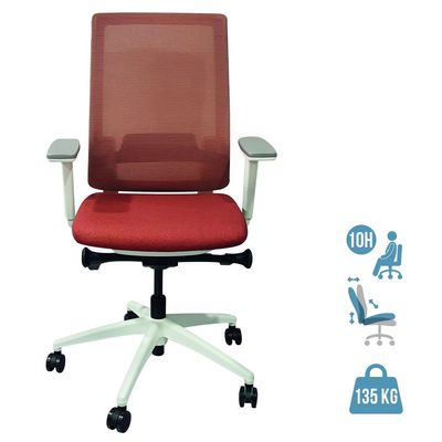 Fauteuil de bureau BRIAN - accoudoirs réglables - appui-tête en option - dossier en résille -Rouge