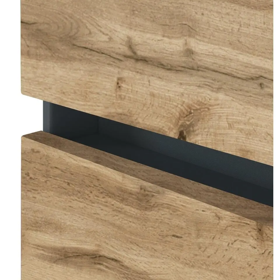Badkamercombinatie Luna 2-delig 120cm - grafiet/eik