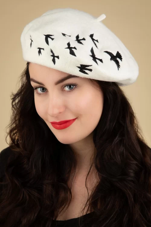 Bronté Birdy baret in gebroken wit