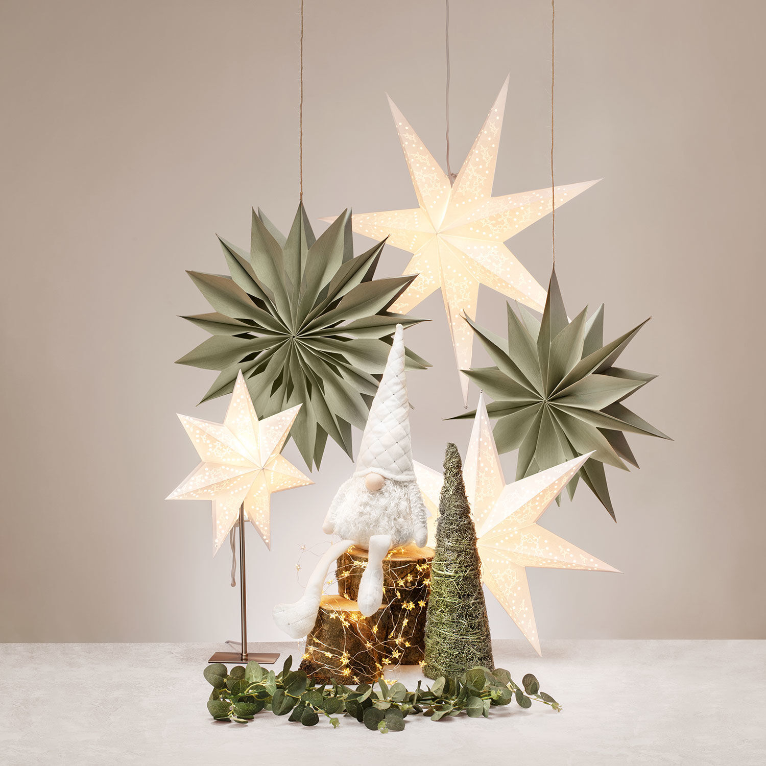 Sterne aus Recycing Papier, 2er-Set
