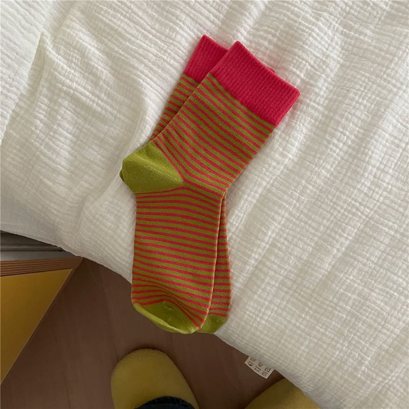 Lychee - Retro Color Block gestreepte sokken