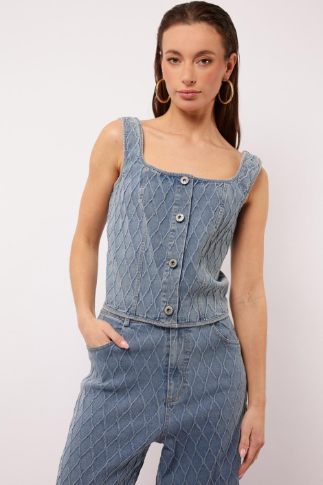 Fluresk blauwe dames top