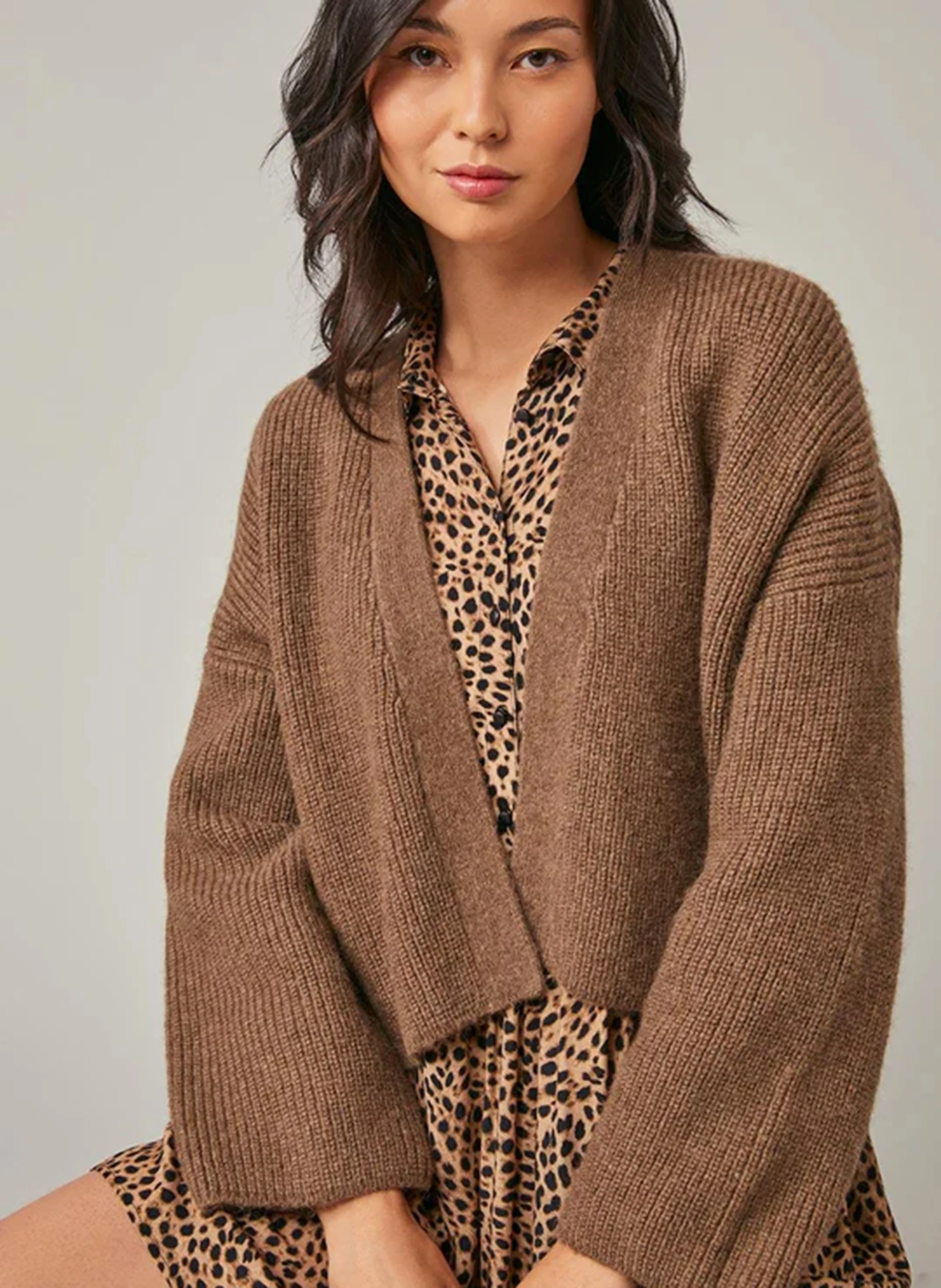 ERICA - Gilet ample en laine mélangée| Beige