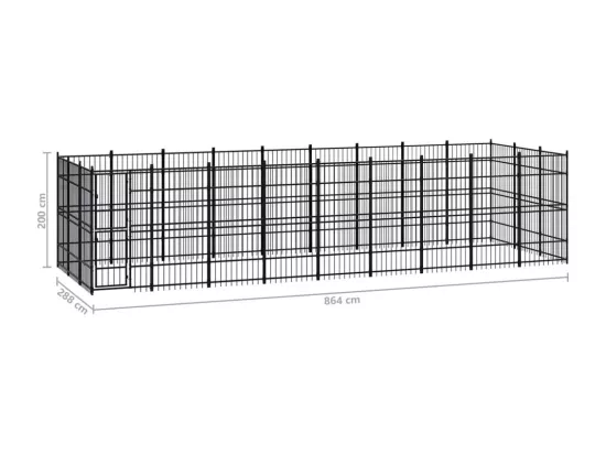 Chenil cage enclos pac noire 864 x 288 x 200 cm 02_0041821