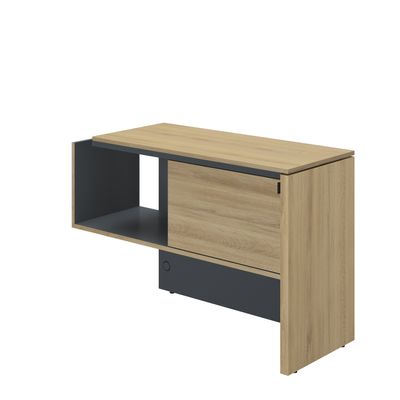 Retour pour bureau ARCADE avec rangement - L114 x H75 x P45 - chêne/anthracite