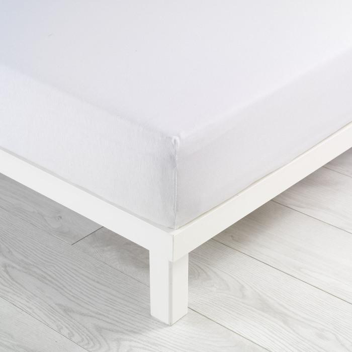 DRAP HOUSSE 1 PERSONNE 90X190CM JERSEY UNI BLANC