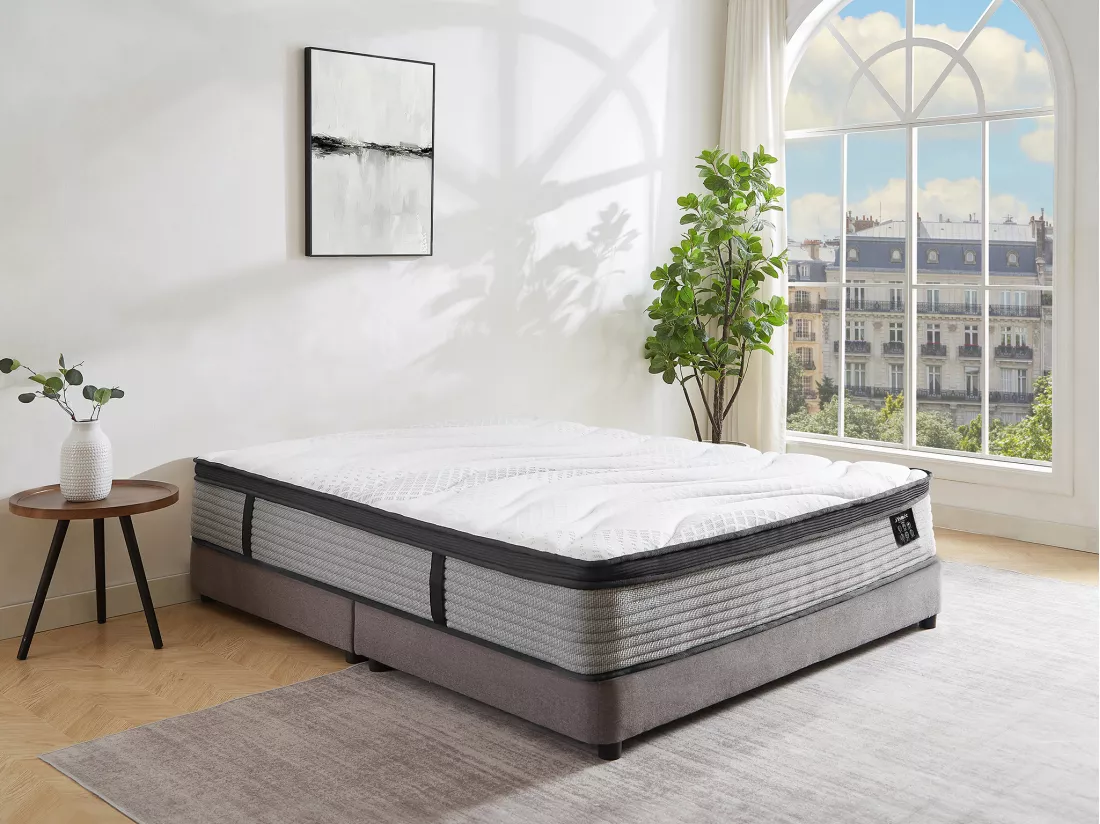 Matelas 160 x 200 cm ressorts ensachés et surmatelas intégré ép.25cm - ANYLA de YSMÉE