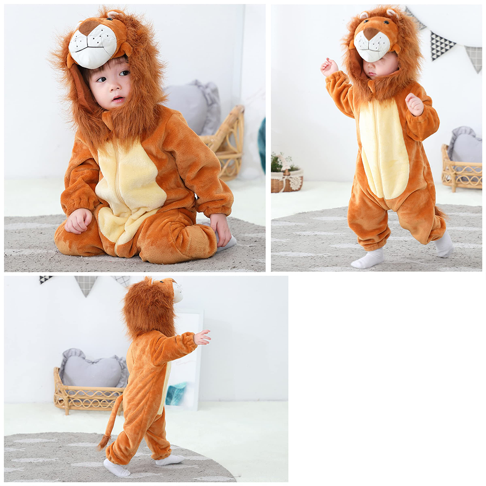 (85-90cm) Fasnachts Kinder Kostüm Löwen Plüsch Overall Verkleidung für Motto Partys / Halloween - Braun