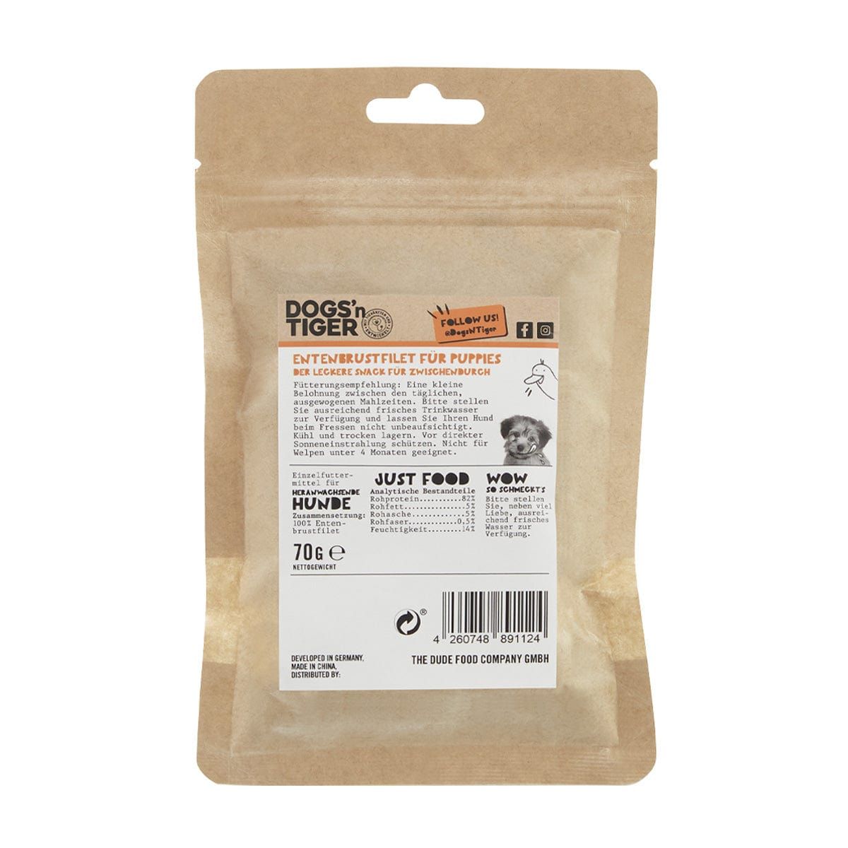 Dogs’n Tiger Adult, Junior Hunde Snacks, Wunderkind, Leckerlies, 100% Entenbrustfilet