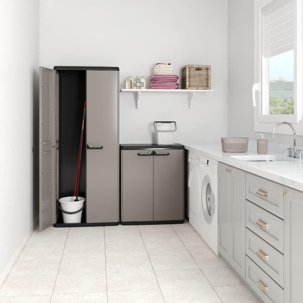 Keter Più Kunststoffschrank, hoch, anthrazit/schwarz, 68 x 39 x 166 cm