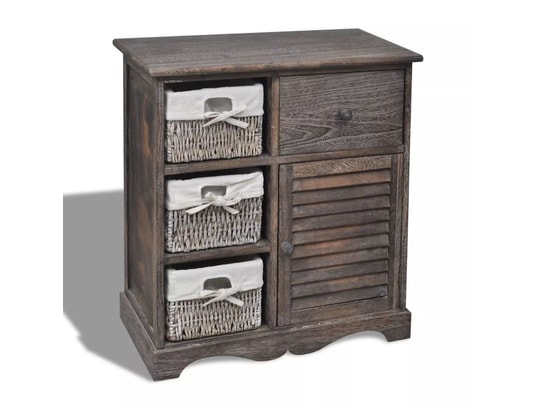 VIDAXL - Armoire en bois 3 paniers gauches en tissage marron