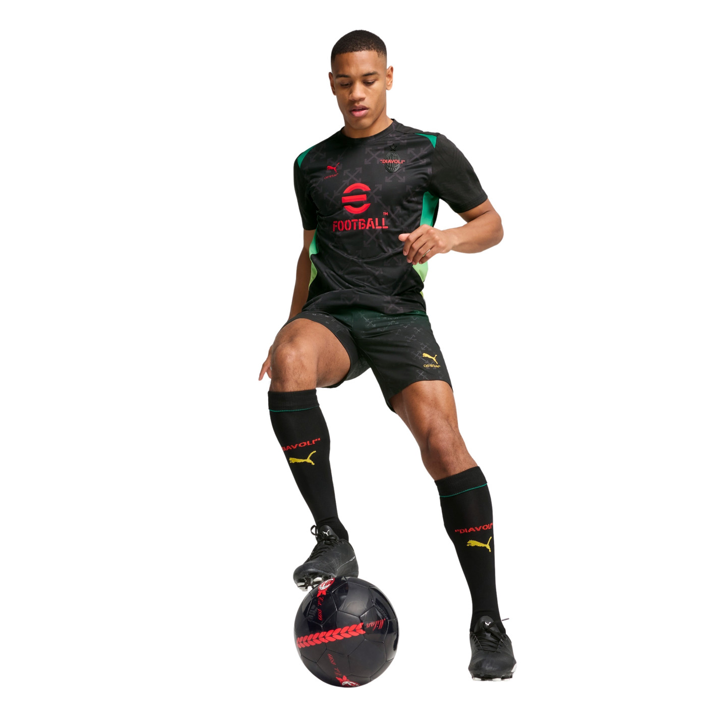 PUMA AC Milan X Off-White Pre-Match Trainingsshirt 2024-2025 Zwart Rood