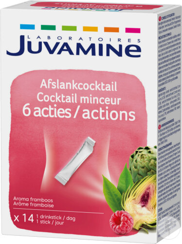 Juvamine Cocktail Minceur 6 Actions Goût Framboise 14 Sticks