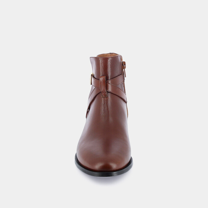 Bottines bi-matières  en velours bark et cuir