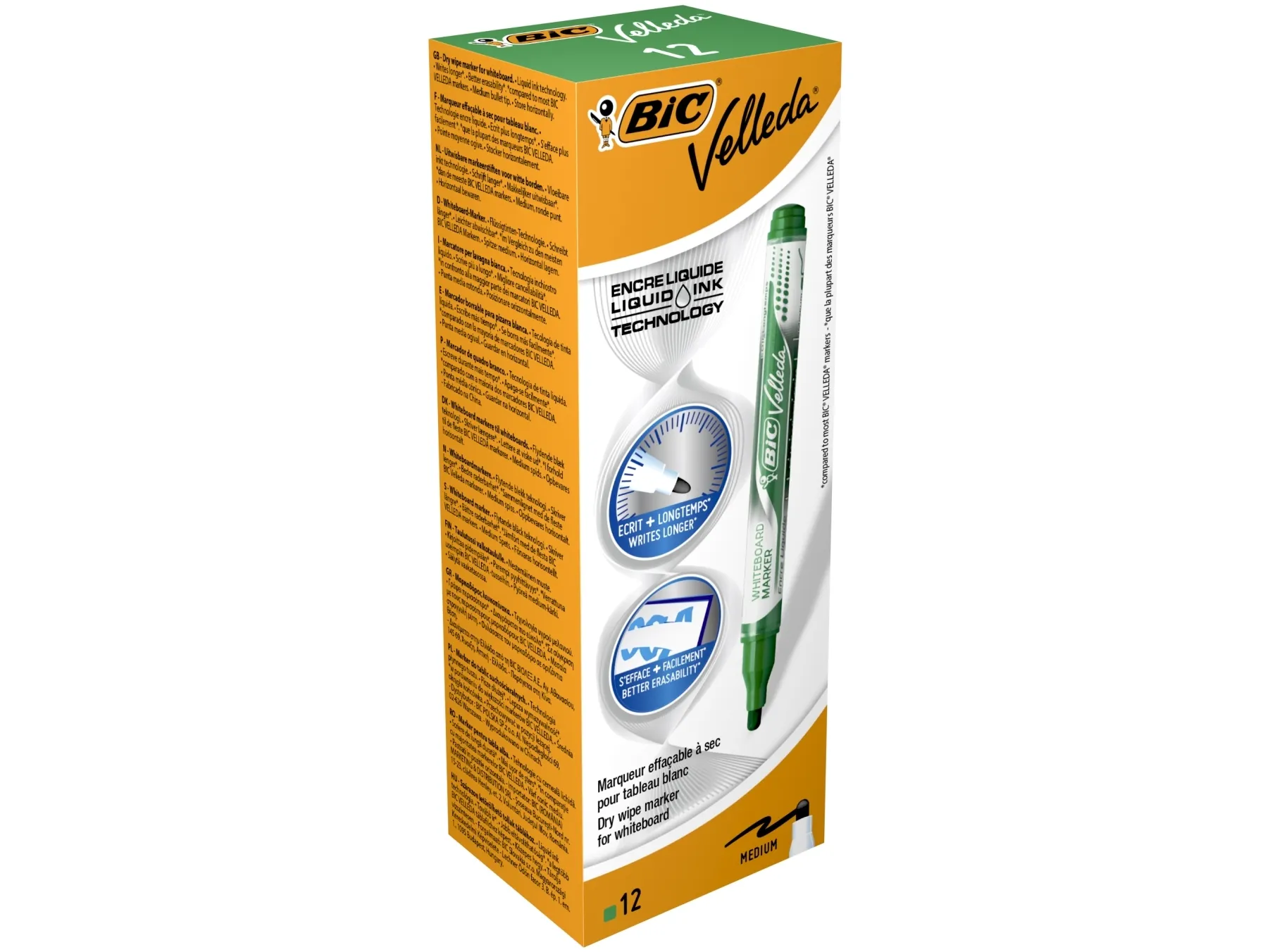 BIC Velleda Pocket Whiteboard Penne med Bred Rund Spids - Grøn - (12 stk.)