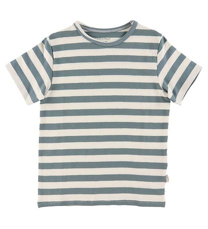 Minymo T-shirt - 2-pak - Hvid/ Grønstribet/Toffee