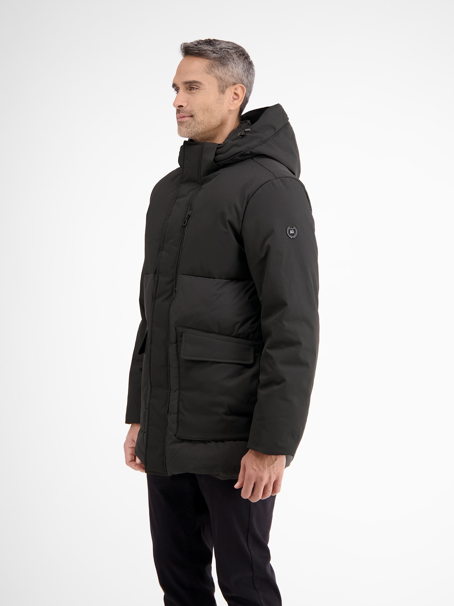 LERROS Parka »LERROS Funktionsparka in Shell-Materialmix, dick gefüttert« mit Kapuze Wasser- und windabweisend, atmungsaktiv