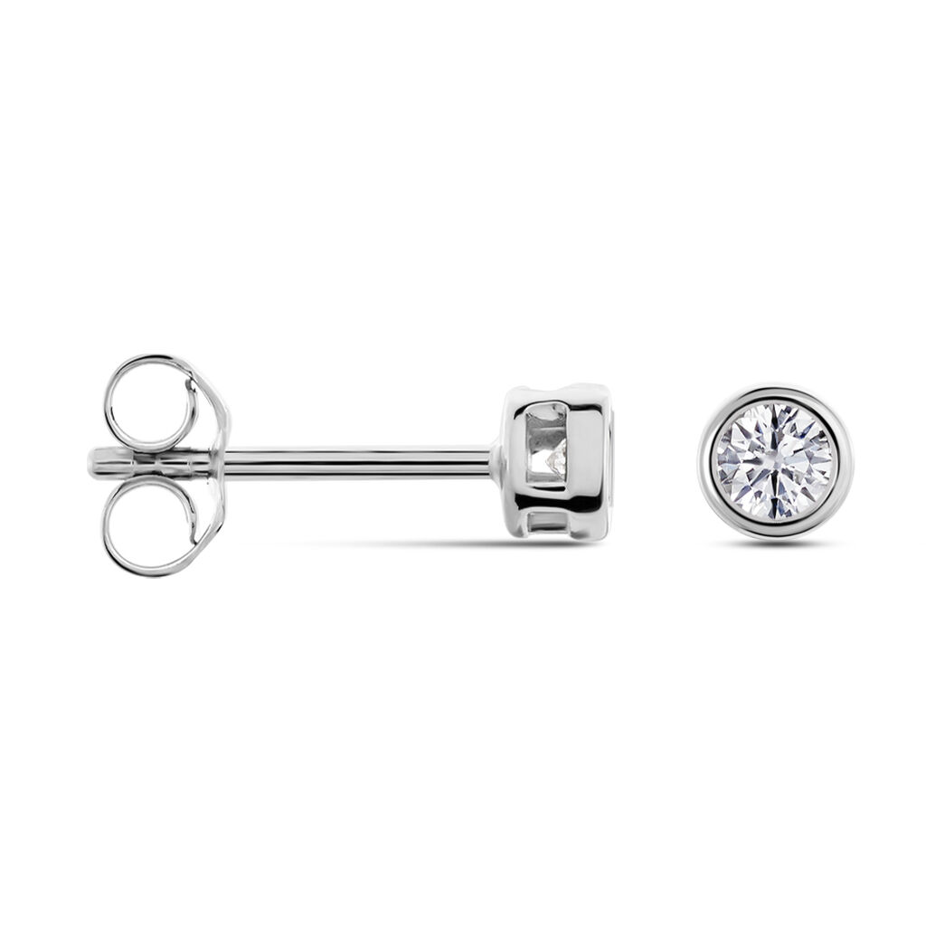 Boucles D'oreilles Puces Or Blanc Agota Diamants