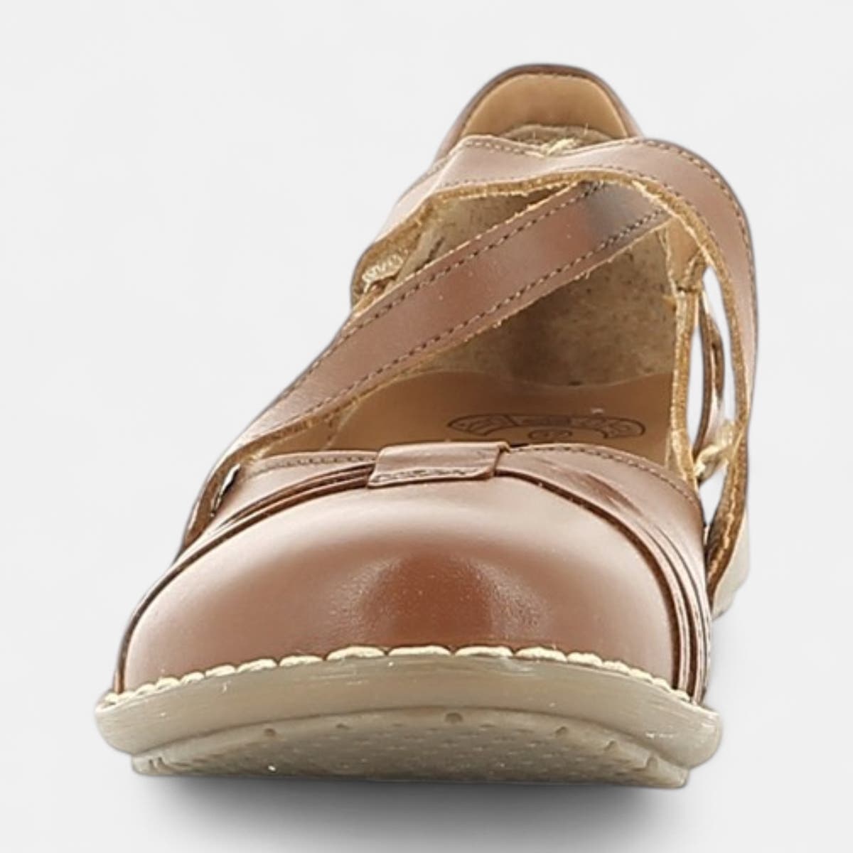 Ballerines Femme en cuir cognac